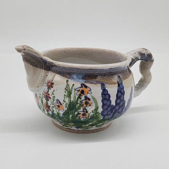 Vintage Hull Handmade Ceramic Creamer or Gravy Boat With Floral Design - Picture 1 of 8